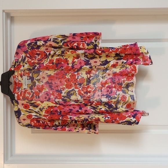 Hampshire Studio Knit Cardigan Shrug Size S Linen Blend Floral Pink Light Summer - Picture 1 of 9